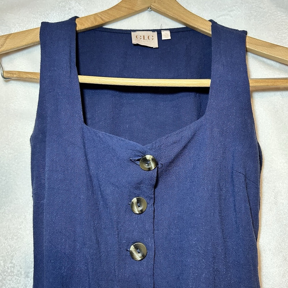 GLG‎ 2 Piece Set Good Luck Gem Tank Shirt Wide Leg Pants Women's Small Button Up